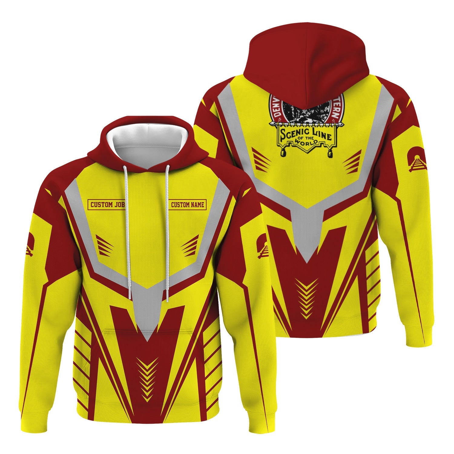 Railspirit Personalized Denver and Rio Grande Western Railroad Hoodie Workwear-Inspired with Custom Position Train Zip Up Hoodie