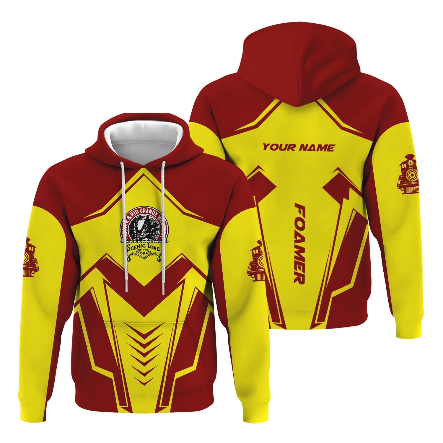 Railspirit Personalized Denver and Rio Grande Western Railroad Hoodie Railway Trainspotter Style Zip Up Hoodie Gift Idea For Foamers