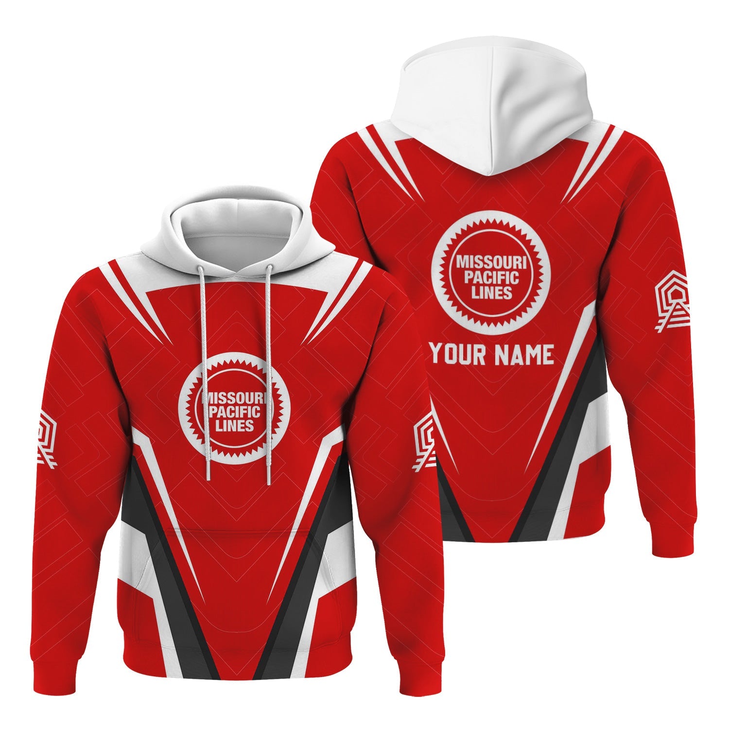 Railspirit Personalized Missouri Pacific Railroad Hoodie Railway Inspired Apparel Train Zip Up Hoodie For Train Lovers