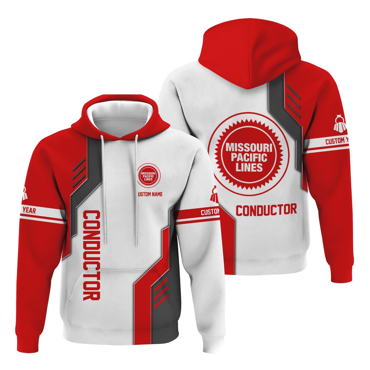 Railspirit Personalized Missouri Pacific Railroad Hoodie Unique Railway Style with Custom Job Train Zip Up Hoodie