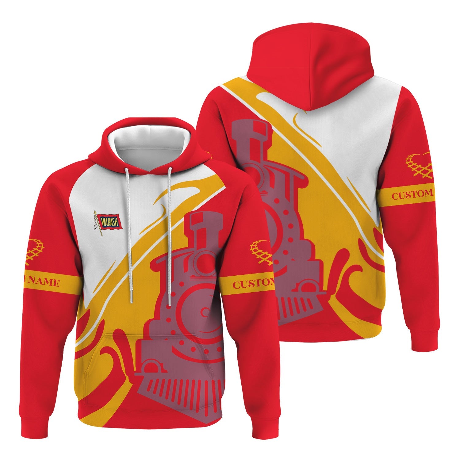 Railspirit Personalized Wabash Railroad Hoodie Flame-Inspired Style Zip Up Hoodie Gift Idea For Train Lovers