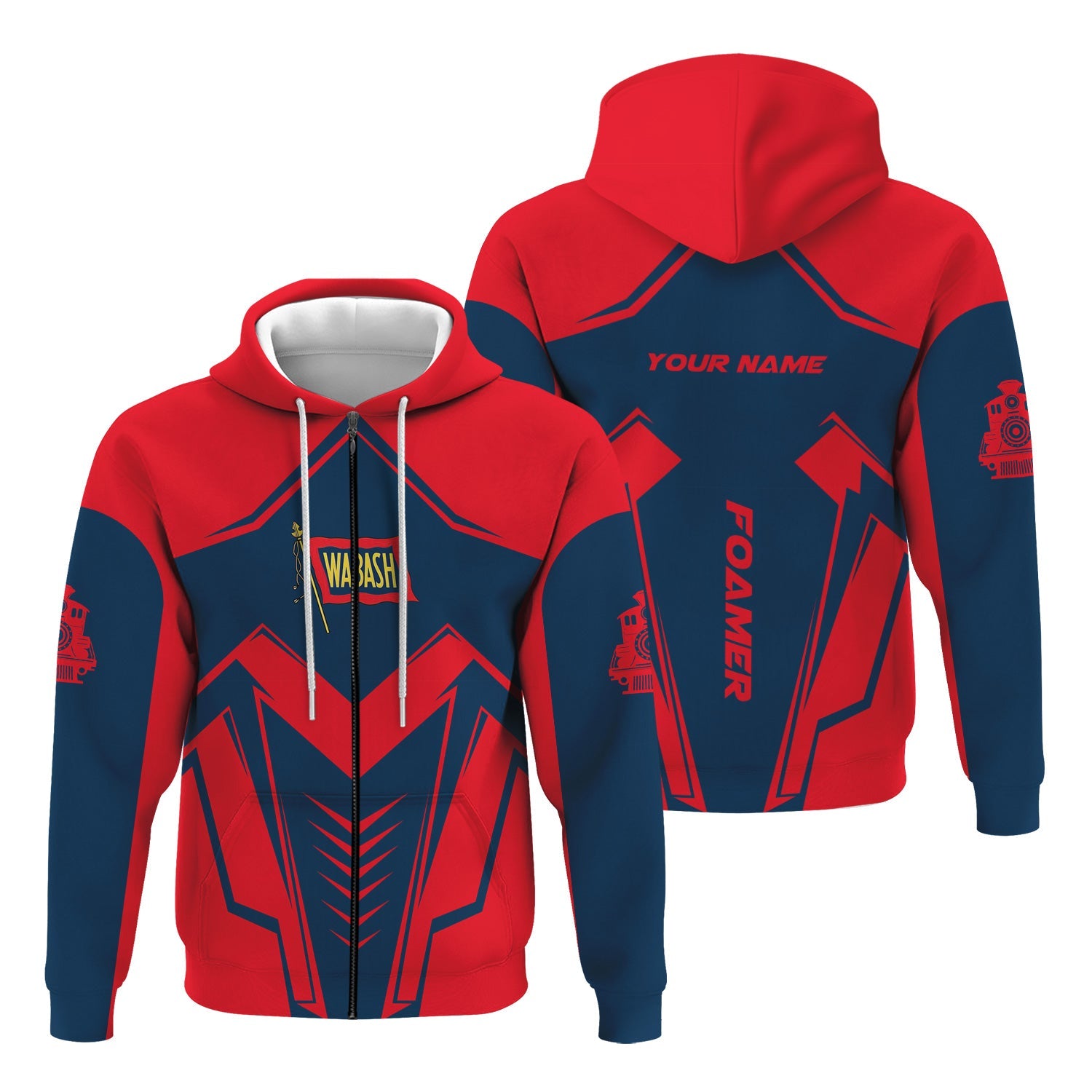 Railspirit Personalized Wabash Railroad Hoodie Railway Trainspotter Style Zip Up Hoodie Gift Idea For Foamers