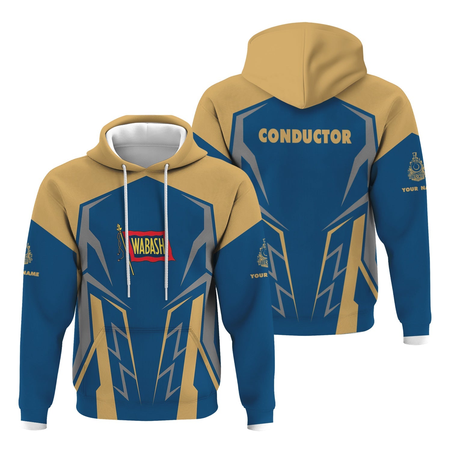 Railspirit Personalized Wabash Railroad Hoodie Futuristic Design with Custom Job Train Zip Up Hoodie