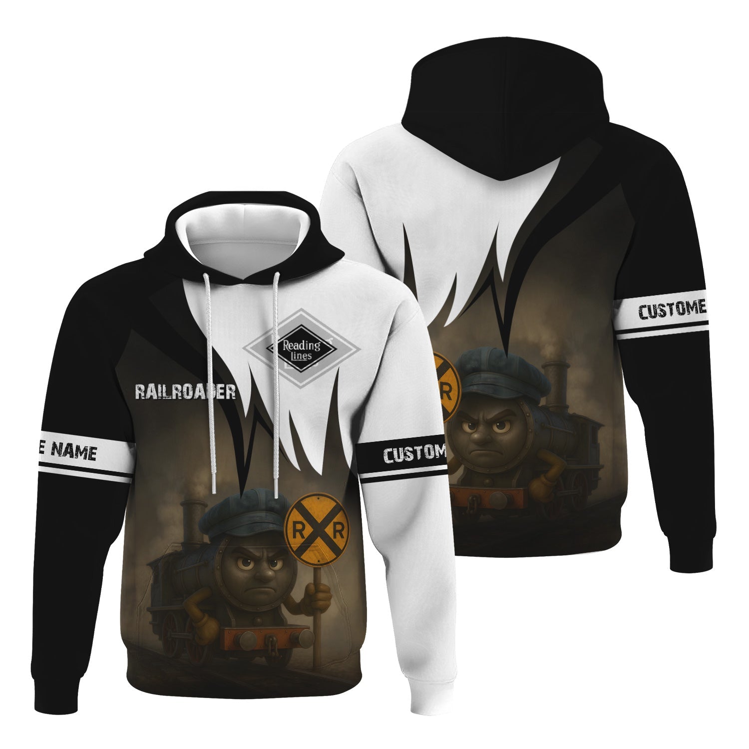 Railspirit Personalized Reading Railroad Hoodie Angry Train Hoodie Gift Idea For Train Lover
