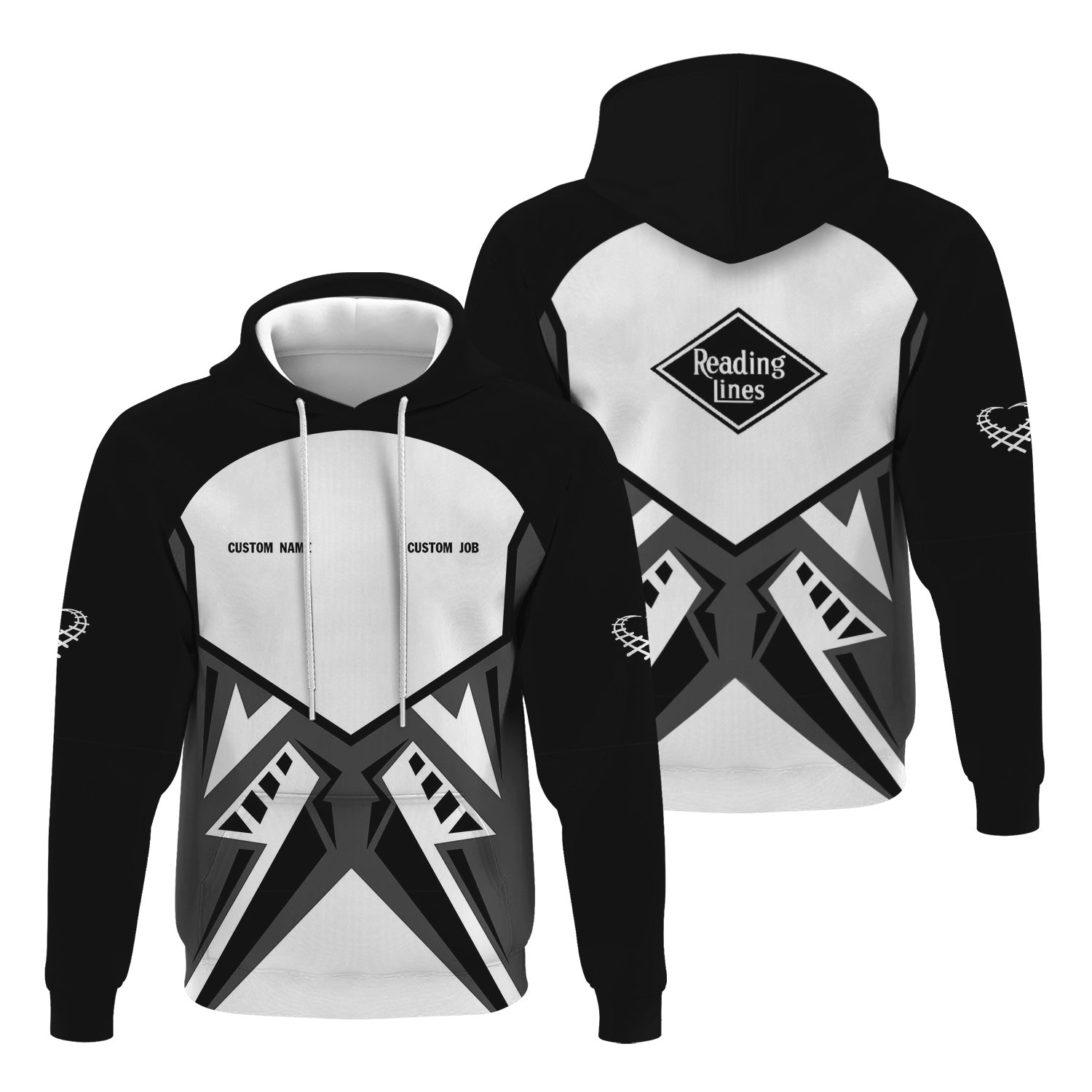 Railspirit Personalized Reading Railroad Hoodie Vibriant Style with Custom Position Train Zip Up Hoodie