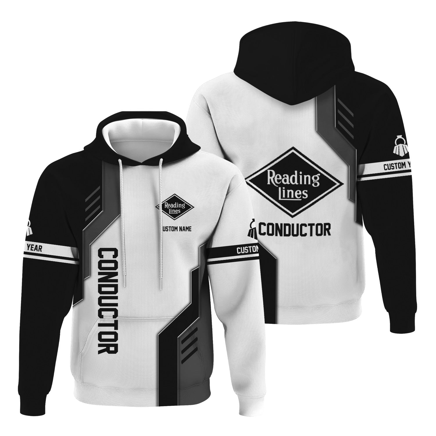 Railspirit Personalized Reading Railroad Hoodie Unique Railway Style with Custom Job Train Zip Up Hoodie