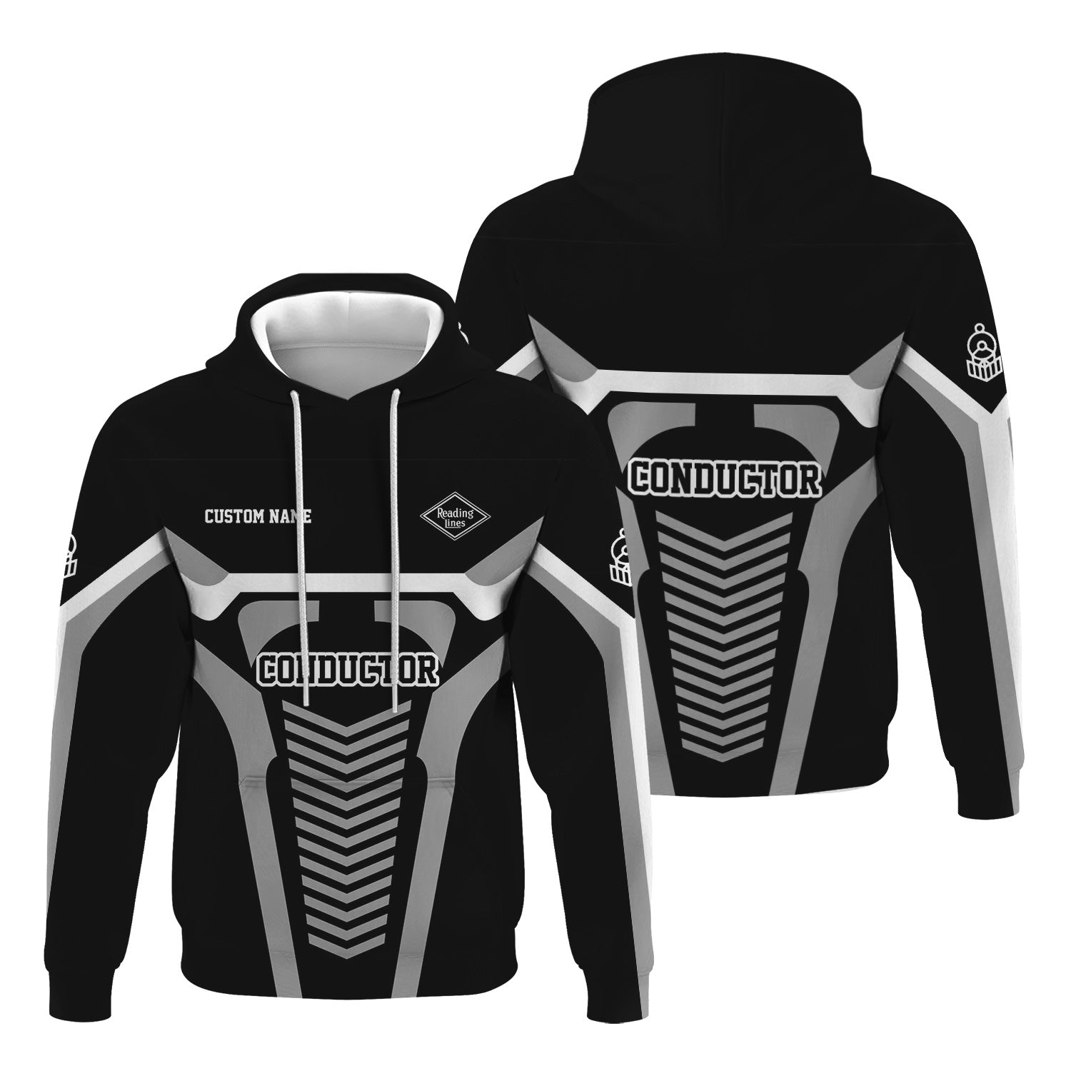 Railspirit Personalized Reading Railroad Hoodie Track-Inspired with Custom Job Position Train Zip Up Hoodie