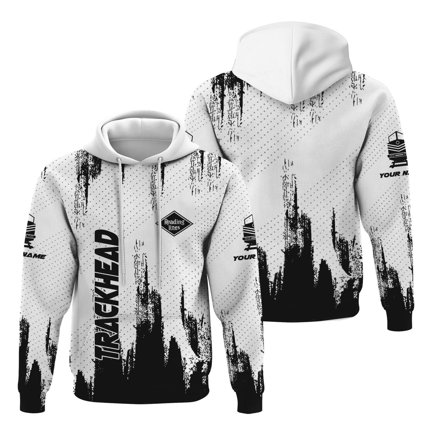 Railspirit Personalized Reading Railroad Hoodie Paint Impact Design Train Zip Up Hoodie for Trackhead