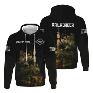 Railspirit Personalized Reading Railroad Hoodie Vintage Train Art Style Zip Up Hoodie For Locomotive Fans