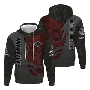 Railspirit Personalized Reading Railroad Hoodie Blazing Style with Custom Position Train Zip Up Hoodie