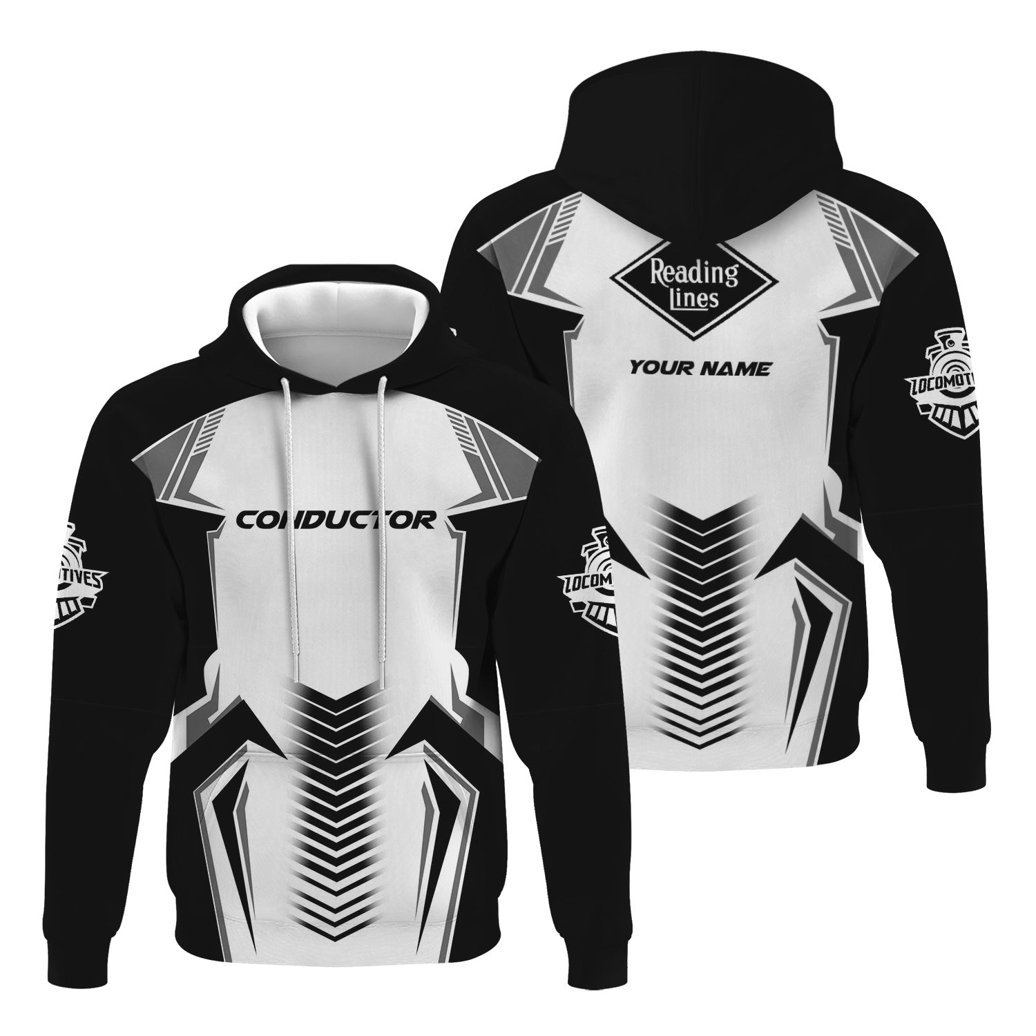 Railspirit Personalized Reading Railroad Hoodie Standout Style with Custom Position Train Zip Up Hoodie
