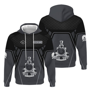 Railspirit Personalized Reading Railroad Hoodie Steam Locomotive Engine Graphic Train Zip Up Hoodie All Over Print