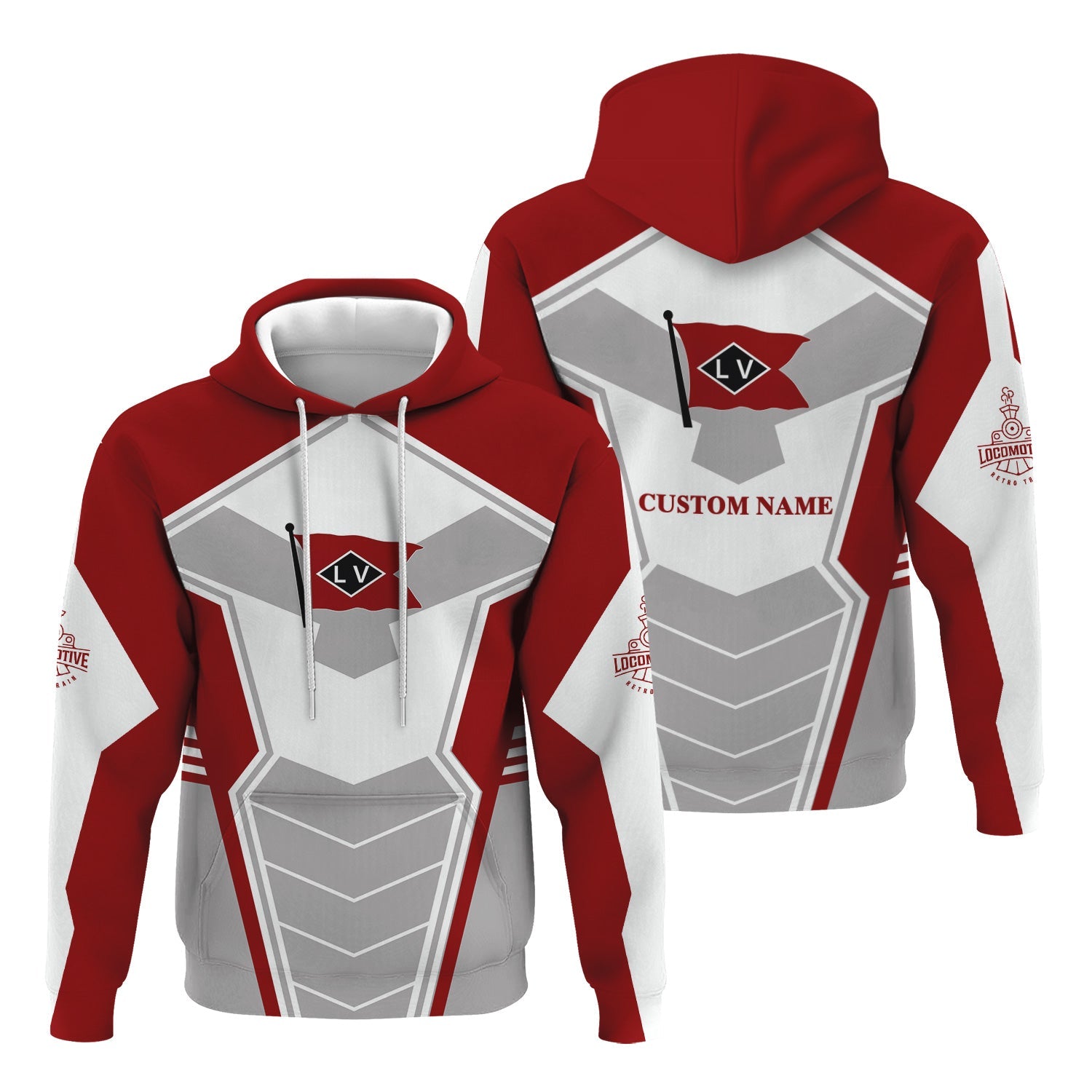 Railspirit Personalized Lehigh Valley Railroad Hoodie Engine-Inspired Style Train Zip Up Hoodie for Railroad Fanatic