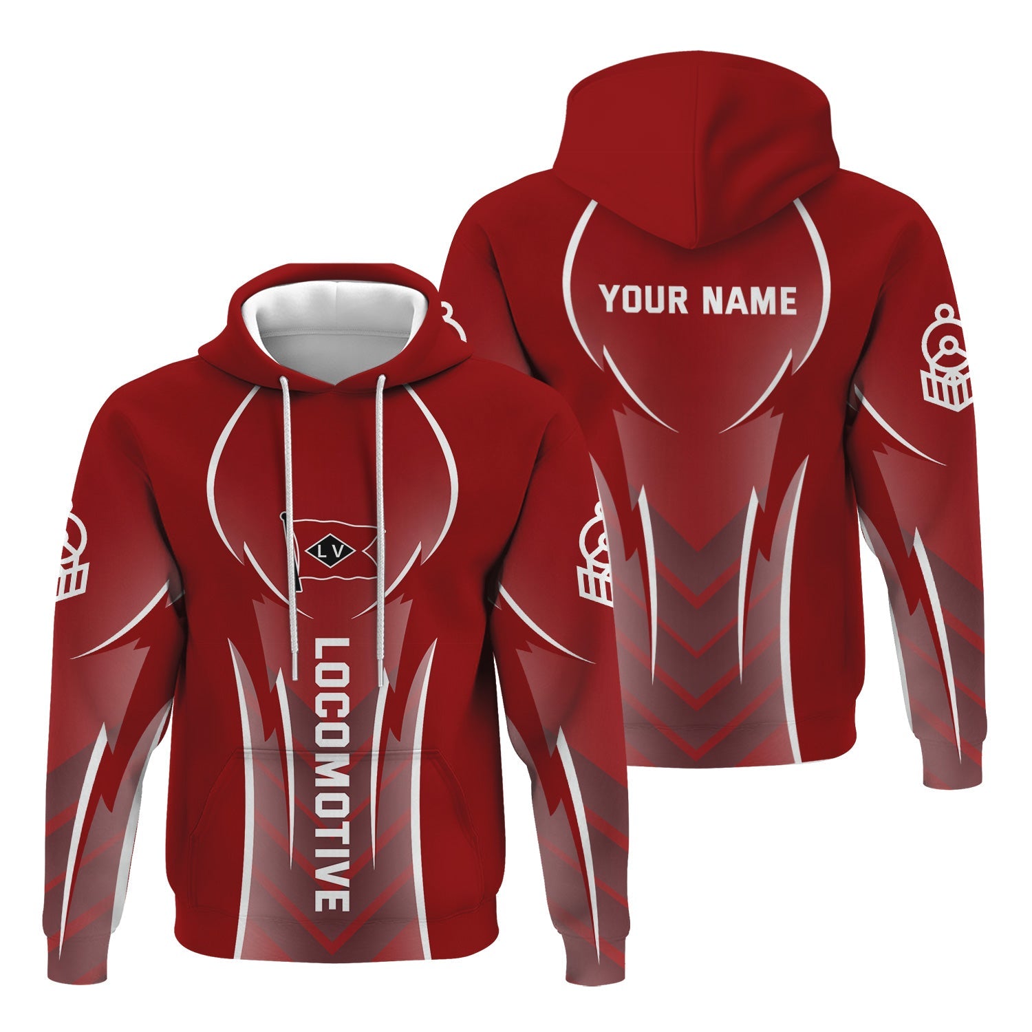 Railspirit Personalized Lehigh Valley Railroad Hoodie Striking Line Style Train Zip Up Hoodie For Locomotive Lovers
