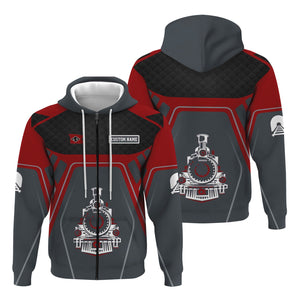 Railspirit Personalized Lehigh Valley Railroad Hoodie Steam Locomotive Engine Graphic Train Zip Up Hoodie All Over Print