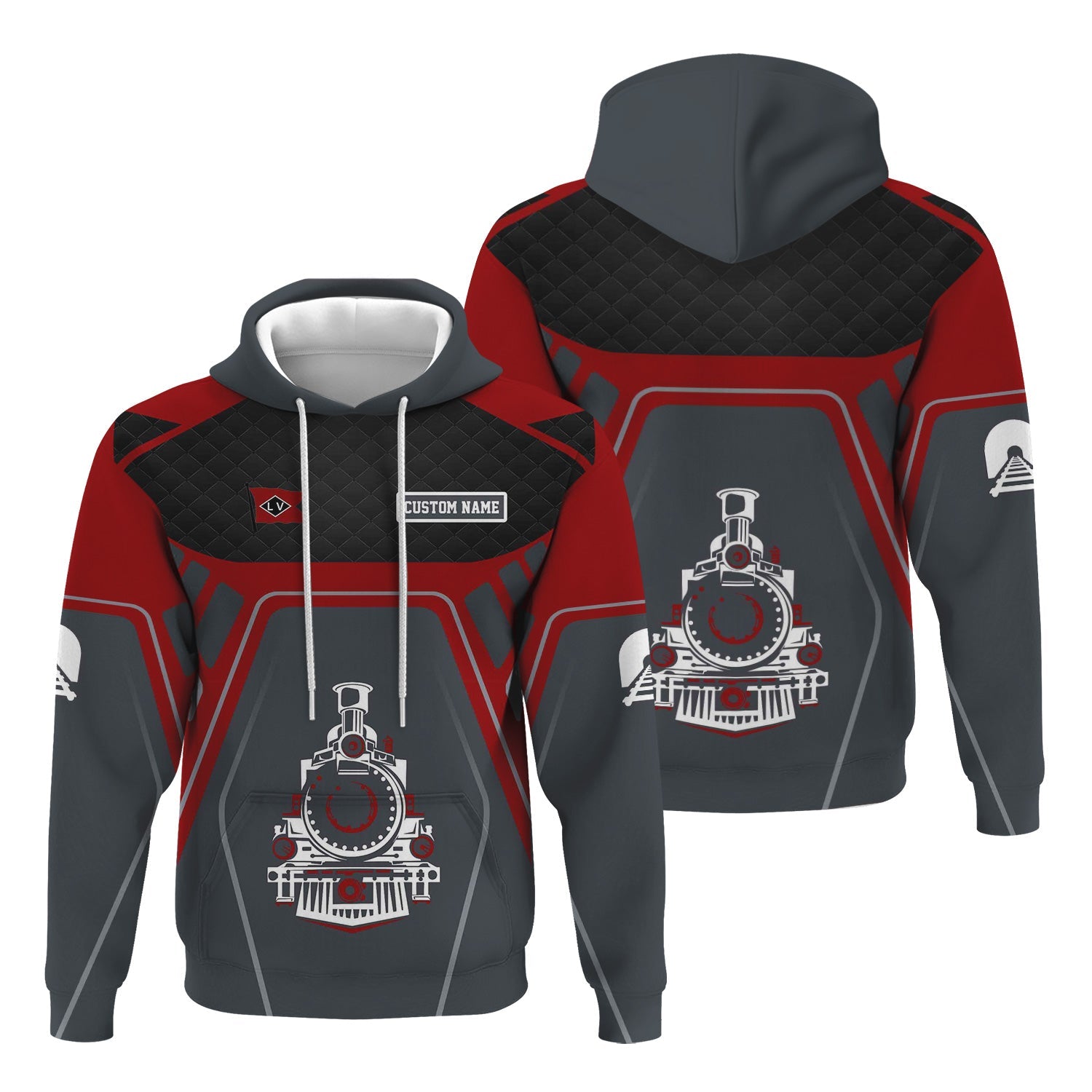 Railspirit Personalized Lehigh Valley Railroad Hoodie Steam Locomotive Engine Graphic Train Zip Up Hoodie All Over Print