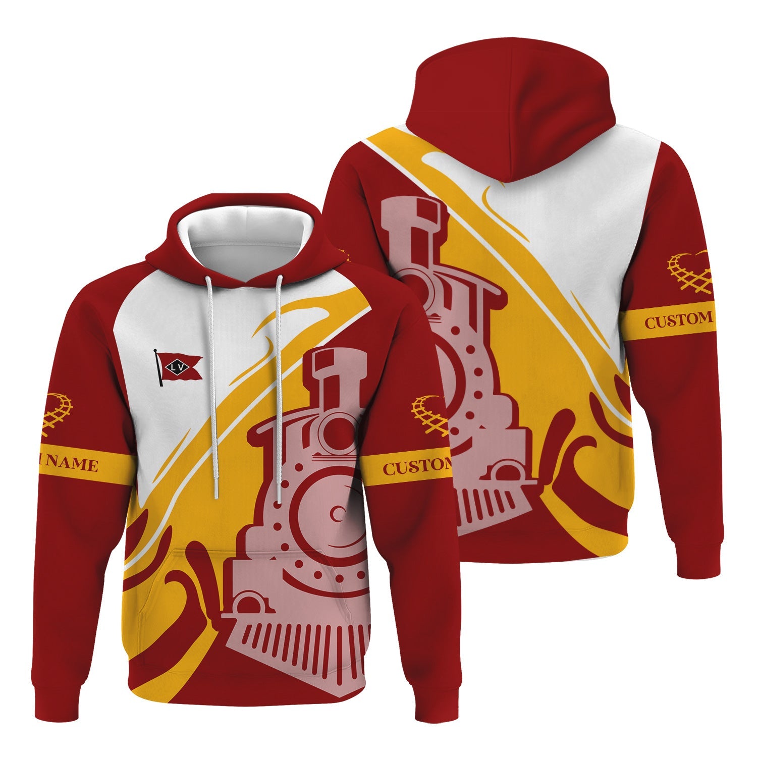 Railspirit Personalized Lehigh Valley Railroad Hoodie Flame-Inspired Style Zip Up Hoodie Gift Idea For Train Lovers