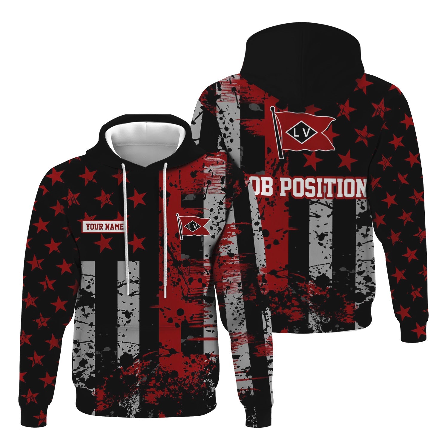 Railspirit Personalized Lehigh Valley Railroad Hoodie Artistic Paint American Flag Style Train Zip Up Hoodie