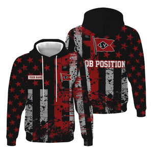 Railspirit Personalized Lehigh Valley Railroad Hoodie Artistic Paint American Flag Style Train Zip Up Hoodie