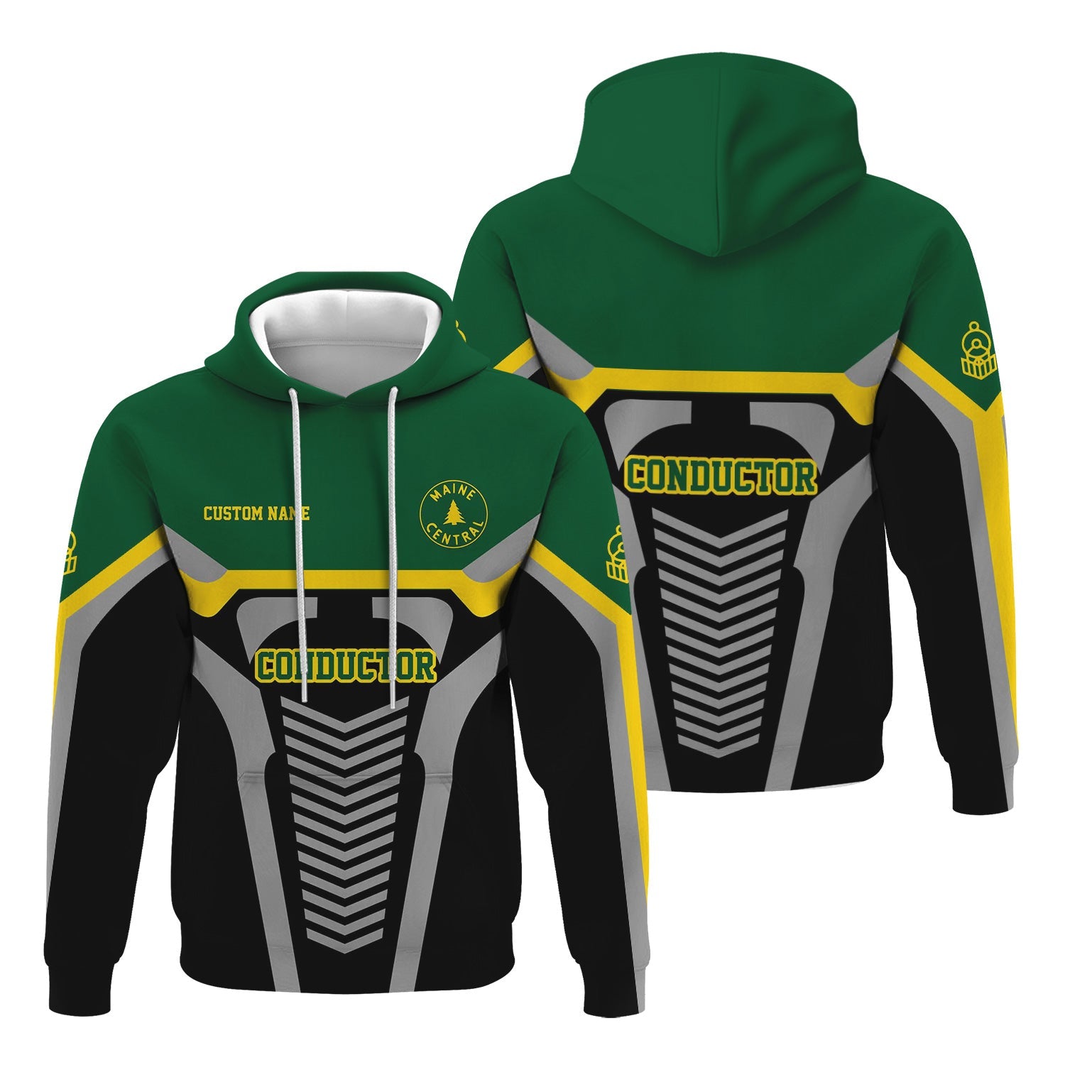 Railspirit Personalized Maine Central Railroad Hoodie Track-Inspired with Custom Job Position Train Zip Up Hoodie