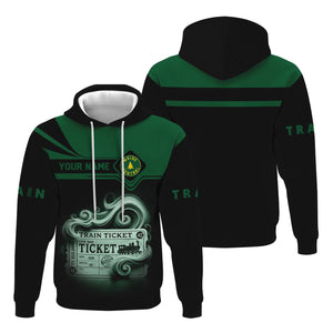 Railspirit Custom Name Maine Central Railroad Hoodie American Train Ticket Printed Zip Hoodie