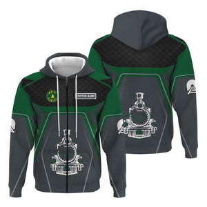 Railspirit Personalized Maine Central Railroad Hoodie Steam Locomotive Engine Graphic Train Zip Up Hoodie All Over Print