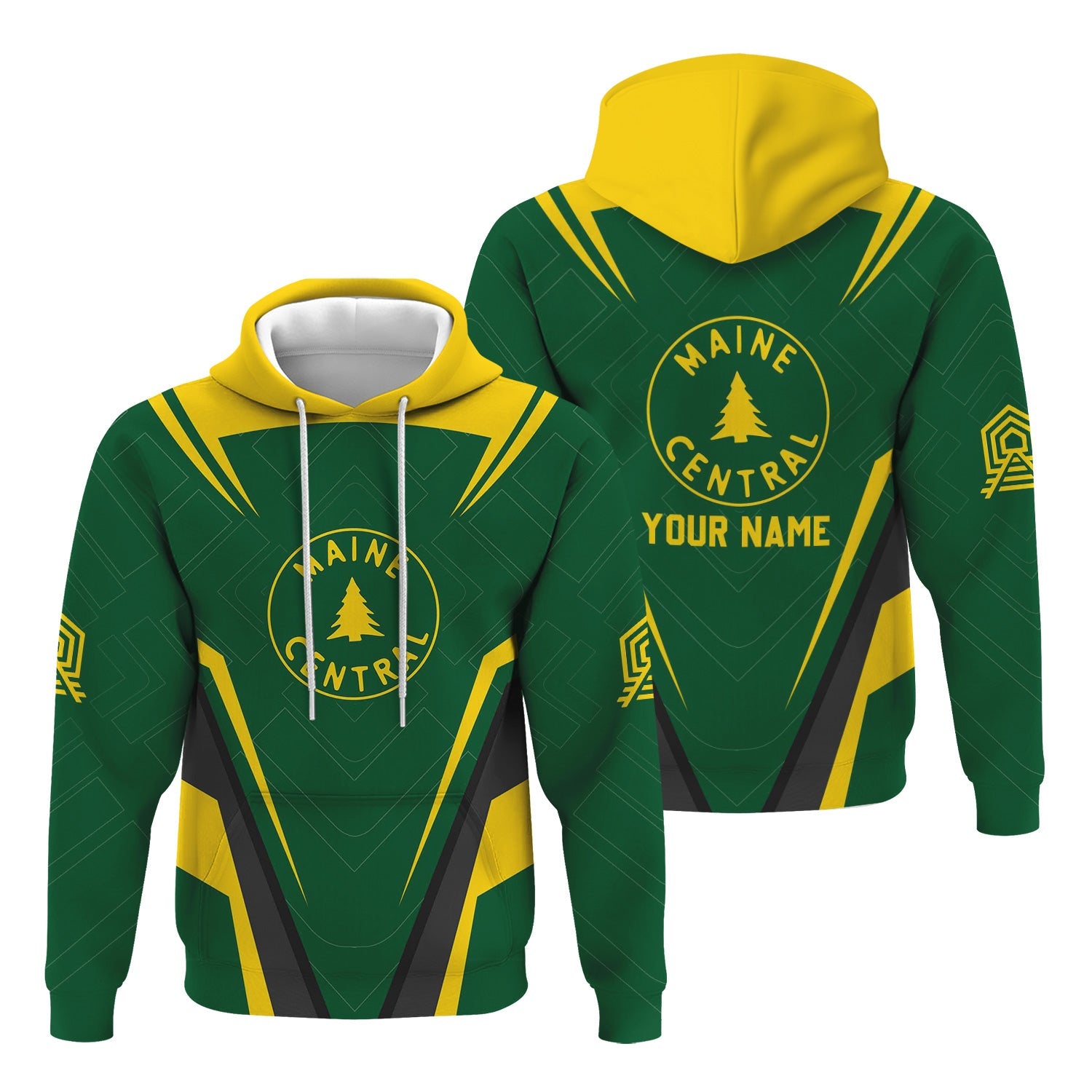 Railspirit Personalized Maine Central Railroad Hoodie Railway Inspired Apparel Train Zip Up Hoodie For Train Lovers