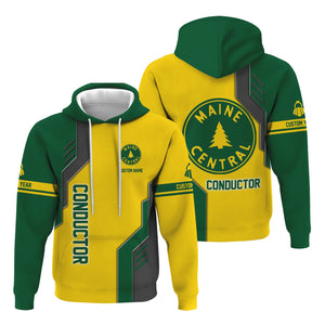 Railspirit Personalized Maine Central Railroad Hoodie Unique Railway Style with Custom Job Train Zip Up Hoodie