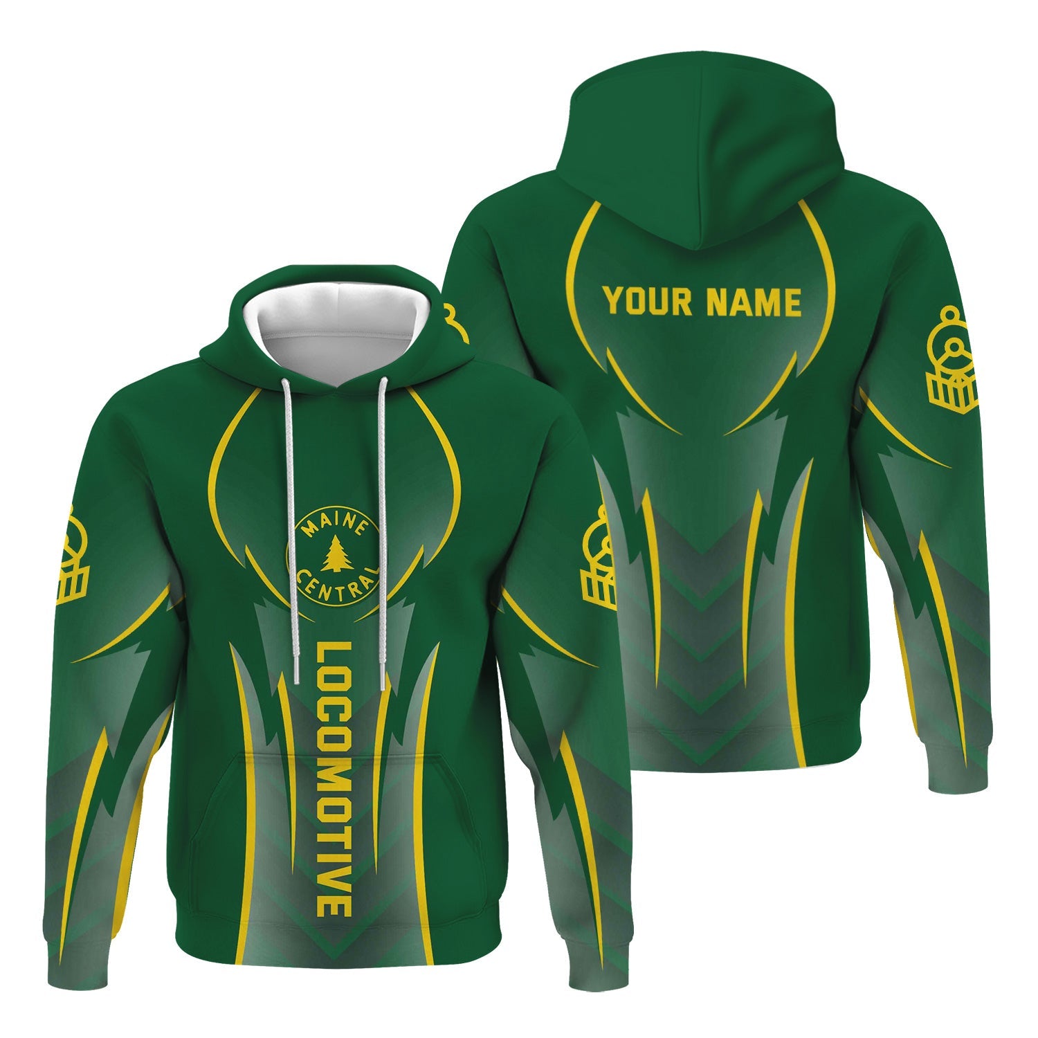 Railspirit Personalized Maine Central Railroad Hoodie Striking Line Style Train Zip Up Hoodie For Locomotive Lovers