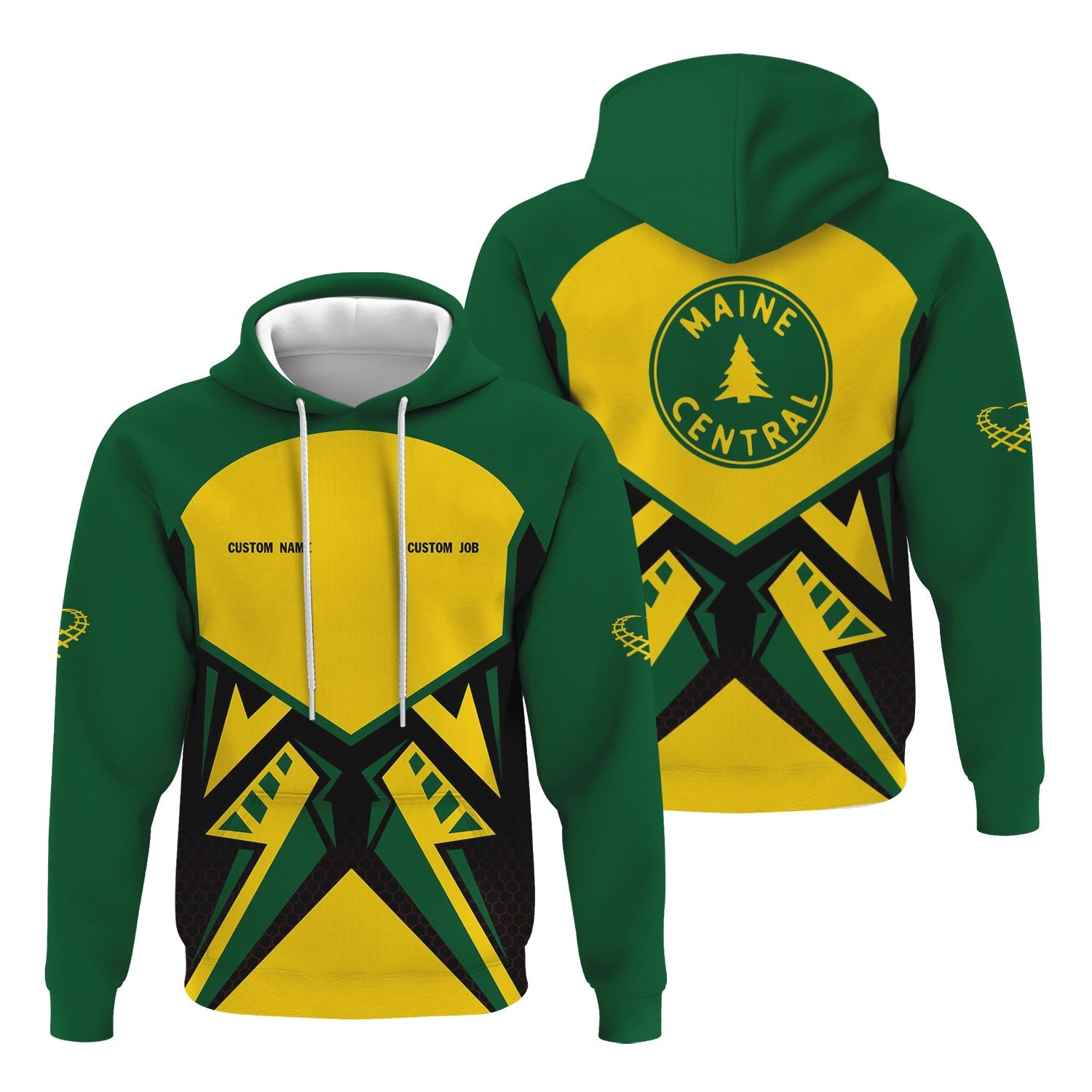 Railspirit Personalized Maine Central Railroad Hoodie Vibriant Style with Custom Position Train Zip Up Hoodie