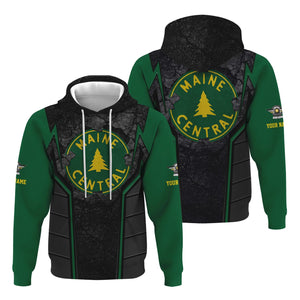 Railspirit Personalized Maine Central Railroad Hoodie Cracked Metal Design Train Zip Up Hoodie for Rail Enthusiasts