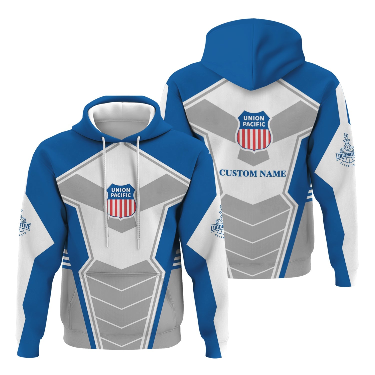 Railspirit Personalized Union Pacific Railroad Hoodie Engine-Inspired Style Big Boy Train Zip Up Hoodie for Railroad Fanatic