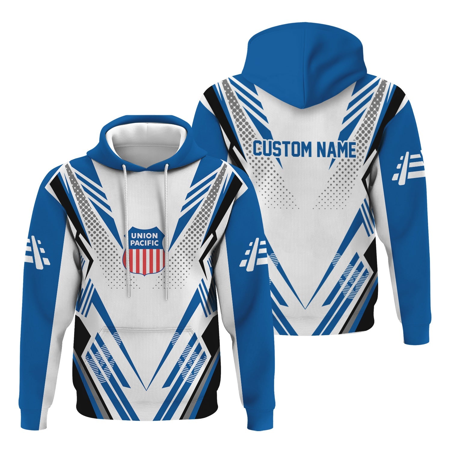 Railspirit Personalized Union Pacific Railroad Hoodie Railroad Tribute Design Big Boy Train Zip Up Hoodie for Train Lovers