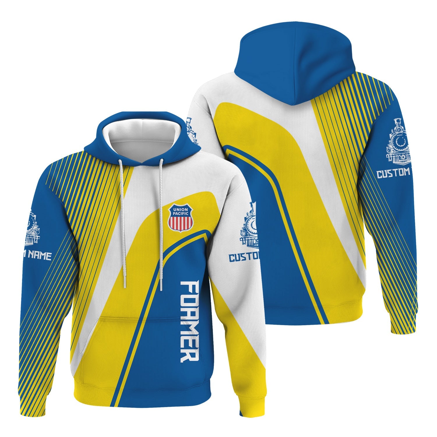 Railspirit Personalized Union Pacific Railroad Hoodie Vibrant Striking Style Big Boy Zip Up Hoodie For Rail Enthusiasts