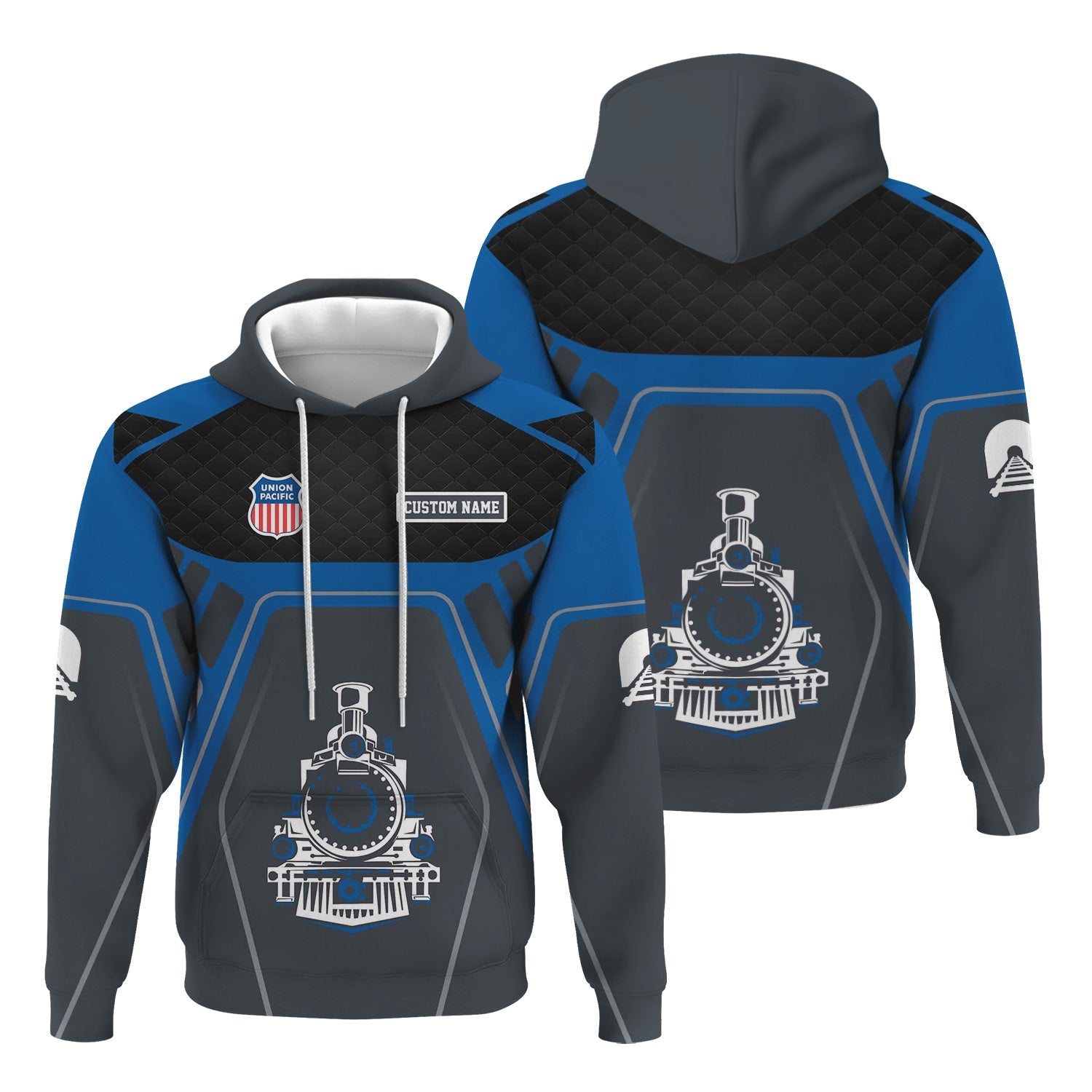 Railspirit Personalized Union Pacific Railroad Hoodie Steam Locomotive Engine Graphic Big Boy Train Zip Up Hoodie All Over Print