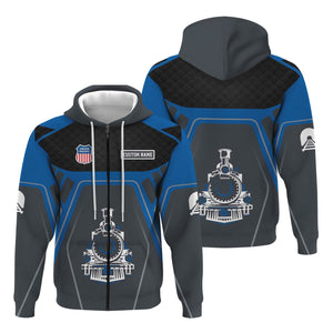 Railspirit Personalized Union Pacific Railroad Hoodie Steam Locomotive Engine Graphic Big Boy Train Zip Up Hoodie All Over Print