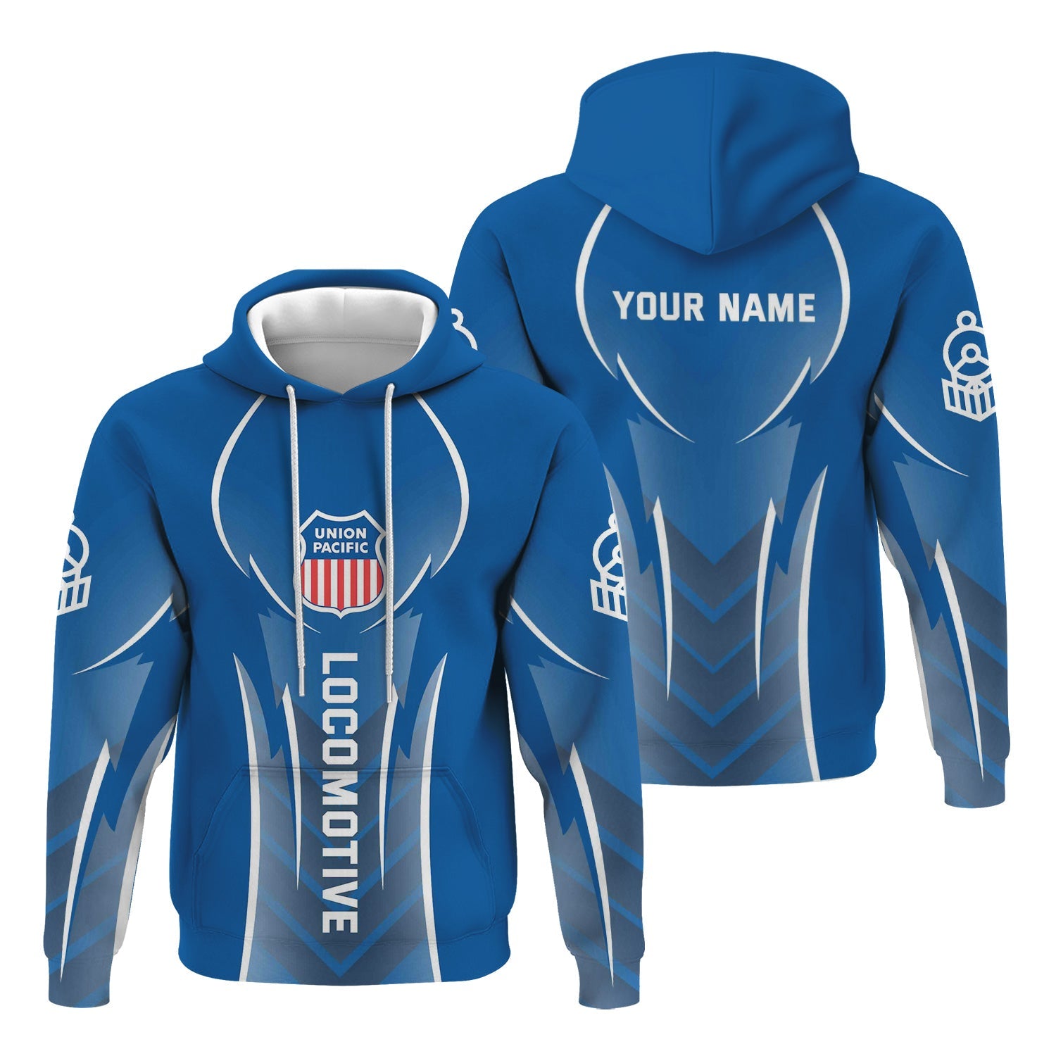 Railspirit Personalized Union Pacific Railroad Hoodie Striking Line Style Big Boy Train Zip Up Hoodie For Locomotive Lovers