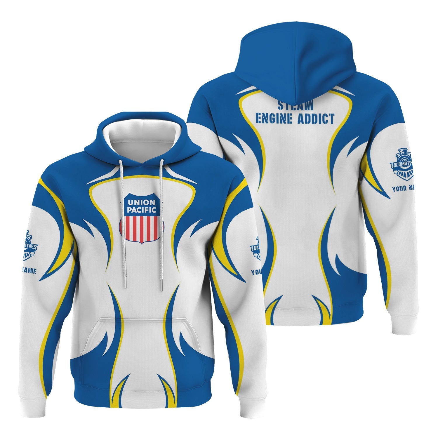 Railspirit Personalized Union Pacific Railroad Hoodie Distinctive Flame Style Big Boy Zip Up Hoodie For Steam Engine Addict