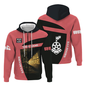 Railspirit Personalized Western Pacific Railroad Hoodie All Aboard Steam Train Movie Projector Style Zip Up Hoodie