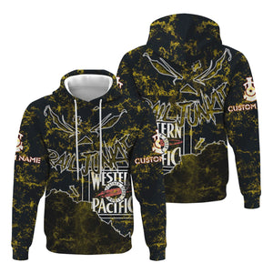 Railspirit Personalized Western Pacific Railroad Hoodie Torn Graphic Style Train Zip Up Hoodie For Rail Junkie