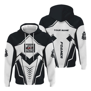 Railspirit Personalized Western Pacific Railroad Hoodie Railway Trainspotter Style Zip Up Hoodie Gift Idea For Foamers