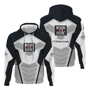 Railspirit Personalized Western Pacific Railroad Hoodie Engine-Inspired Style Train Zip Up Hoodie for Railroad Fanatic