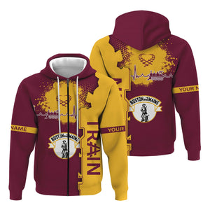 Railspirit Personalized Boston and Maine Railroad Hoodie Engine Heartbeat and Track Love Style Zip Up Hoodie Gift Idea For Train Lovers
