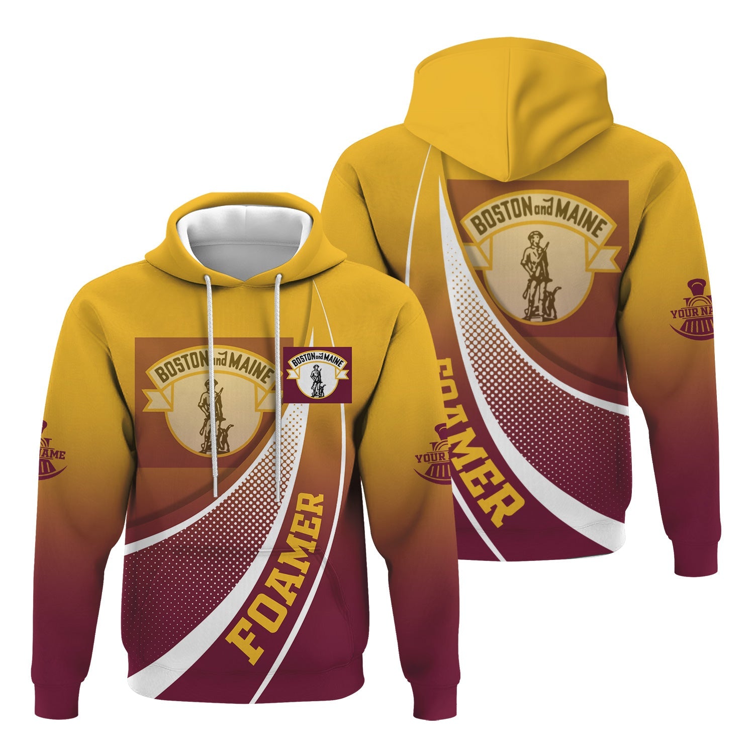 Railspirit Personalized Boston and Maine Railroad Hoodie Railway-Themed Style Zip Up Hoodie Gift Idea For Trainspotter