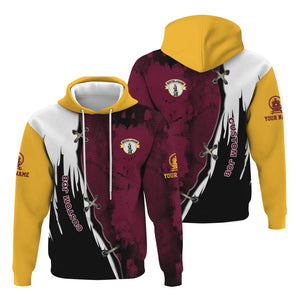 Railspirit Personalized Boston and Maine Railroad Hoodie Retro Stitches Design with Custom Position Train Zip Up Hoodie