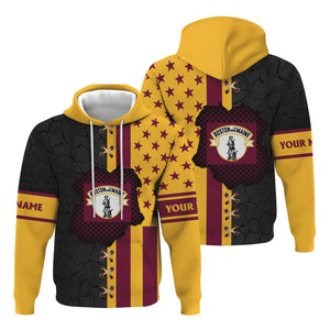 Railspirit Personalized Boston and Maine Railroad Hoodie American Flag with Crack Effect Train Zip Up Hoodie