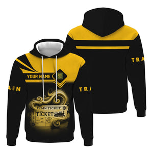 Railspirit Custom Name New York, New Haven and Hartford Railroad Hoodie American Train Ticket New Haven Railroad Printed Zip Hoodie