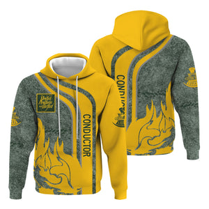 Railspirit Personalized New York, New Haven and Hartford Railroad Hoodie Flame Design with Custom Job Position New Haven Railroad Train Zip Up Hoodie