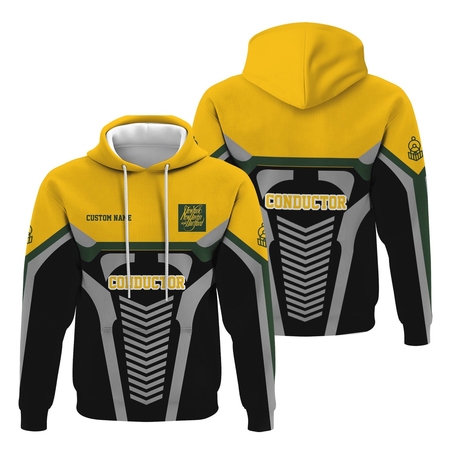 Railspirit Personalized New York, New Haven and Hartford Railroad Hoodie Track-Inspired with Custom Job New Haven Railroad Train Zip Up Hoodie