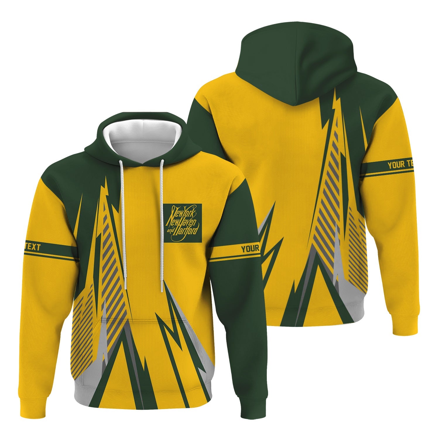 Railspirit Personalized New York, New Haven and Hartford Railroad Hoodie Lightning-Inspired Railway Style New Haven Railroad Zip Up Hoodie